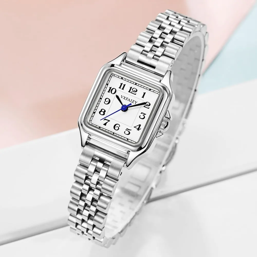 Dainty Square Watch for Women with Easy Read Arabic Numeral Ladies Dress Watches