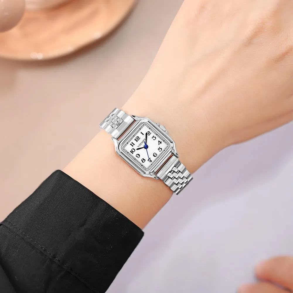 Dainty Square Watch for Women with Easy Read Arabic Numeral Ladies Dress Watches