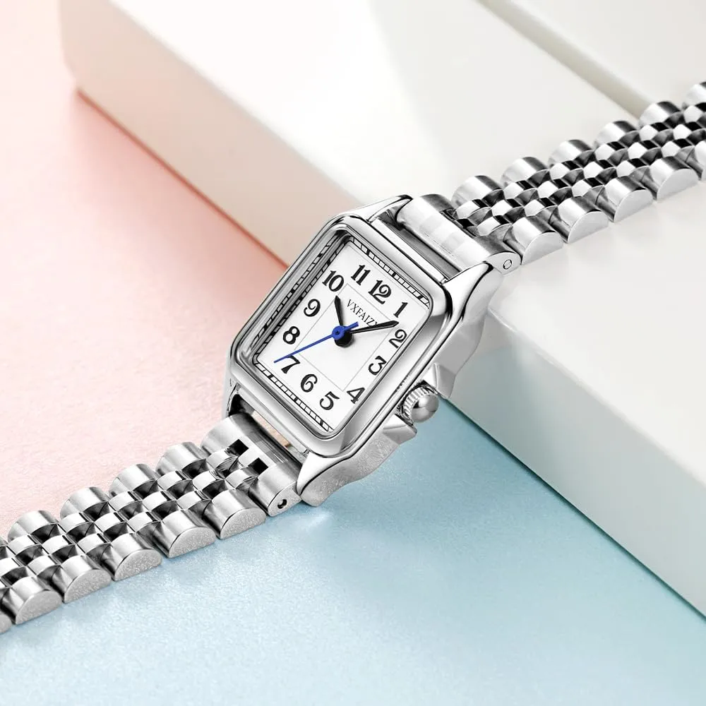 Dainty Square Watch for Women with Easy Read Arabic Numeral Ladies Dress Watches