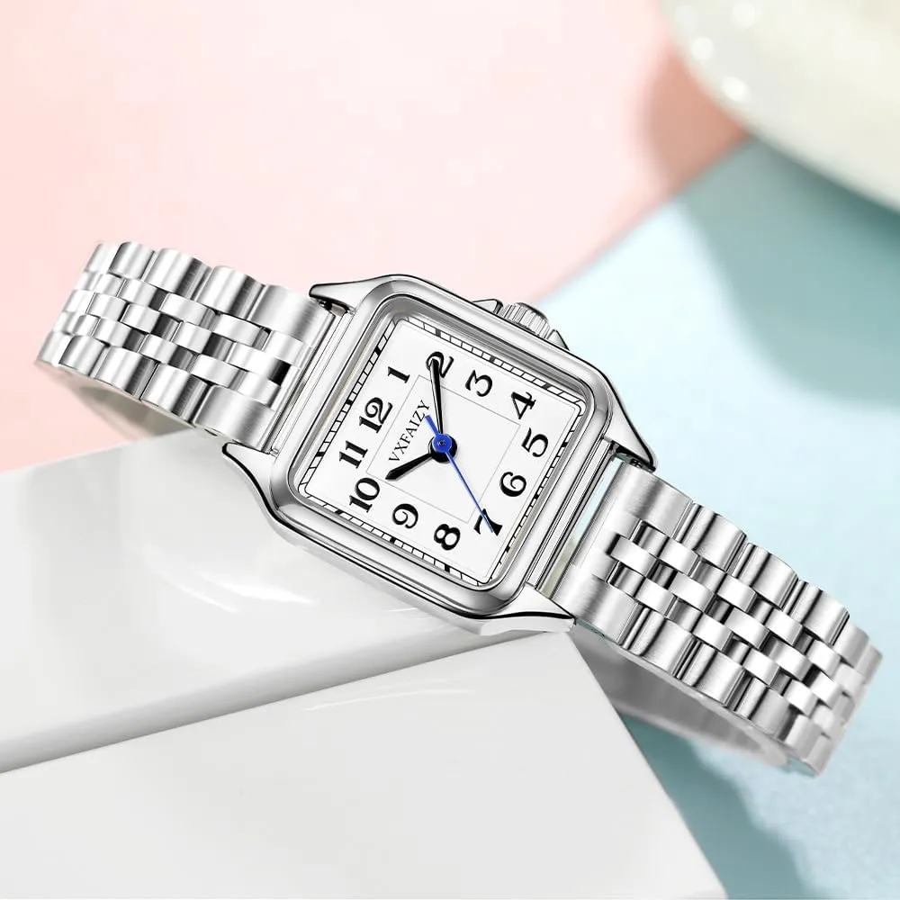 Dainty Square Watch for Women with Easy Read Arabic Numeral Ladies Dress Watches