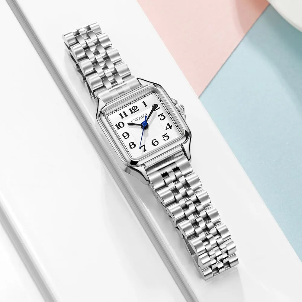 Dainty Square Watch for Women with Easy Read Arabic Numeral Ladies Dress Watches