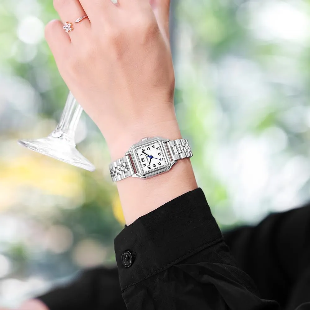 Dainty Square Watch for Women with Easy Read Arabic Numeral Ladies Dress Watches