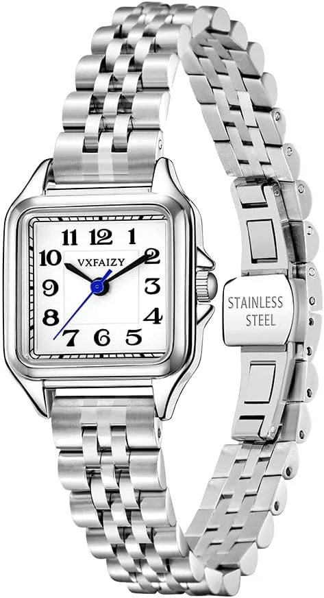 Dainty Square Watch for Women with Easy Read Arabic Numeral Ladies Dress Watches