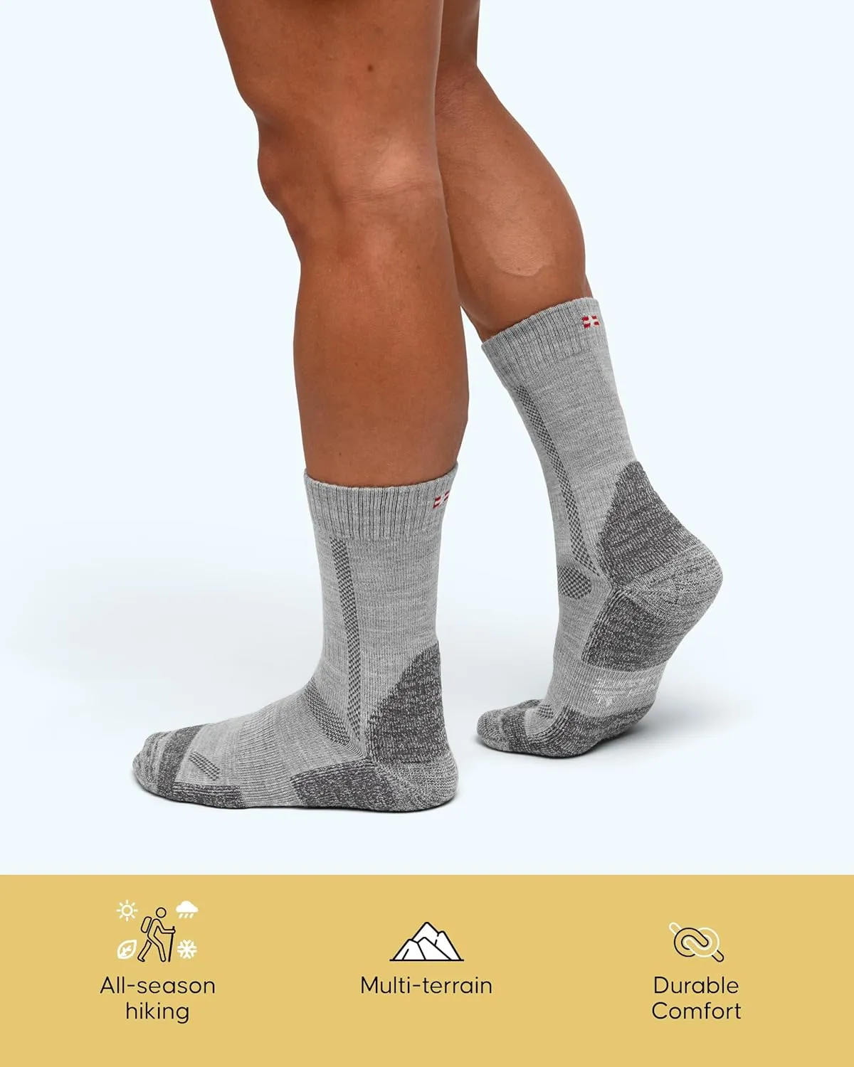 DANISH ENDURANCE Hiking Socks, Merino Wool Socks, Anti Blister, Cushioned, Breathable, Men & Women, 3-Pack