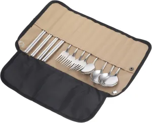 DECHOUS 1Set Camping Tableware with Storage Bag Portable Travel Utensils for Outdoor Dining Includes Chopsticks Spoon Fork for Camping Hiking Picnics and Barbecues