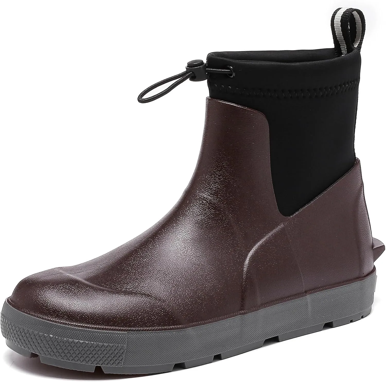 Deck Boots For Men Anti-Slip, Waterproof Ankle Rain Boots, Rubber Outdoor Fishing Footwear, Chelsea Garden Work Water Shoes, Size 6.5-12