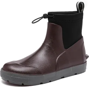Deck Boots For Men Anti-Slip, Waterproof Ankle Rain Boots, Rubber Outdoor Fishing Footwear, Chelsea Garden Work Water Shoes, Size 6.5-12