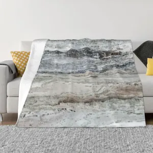 Decorator Grey Granite Stone Look Pattern 60"X50" Flannel Blanket - 100% Soft Polyester, Lightweight and Warm, Suitable for Families, Camping, Travel
