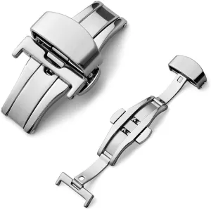 Deployment Buckle Automatic Click Stainless Steel Strap Button for Watch Band 16mm 20mm 22mm 24mm Tool(White-Fruit peach5,16mm)