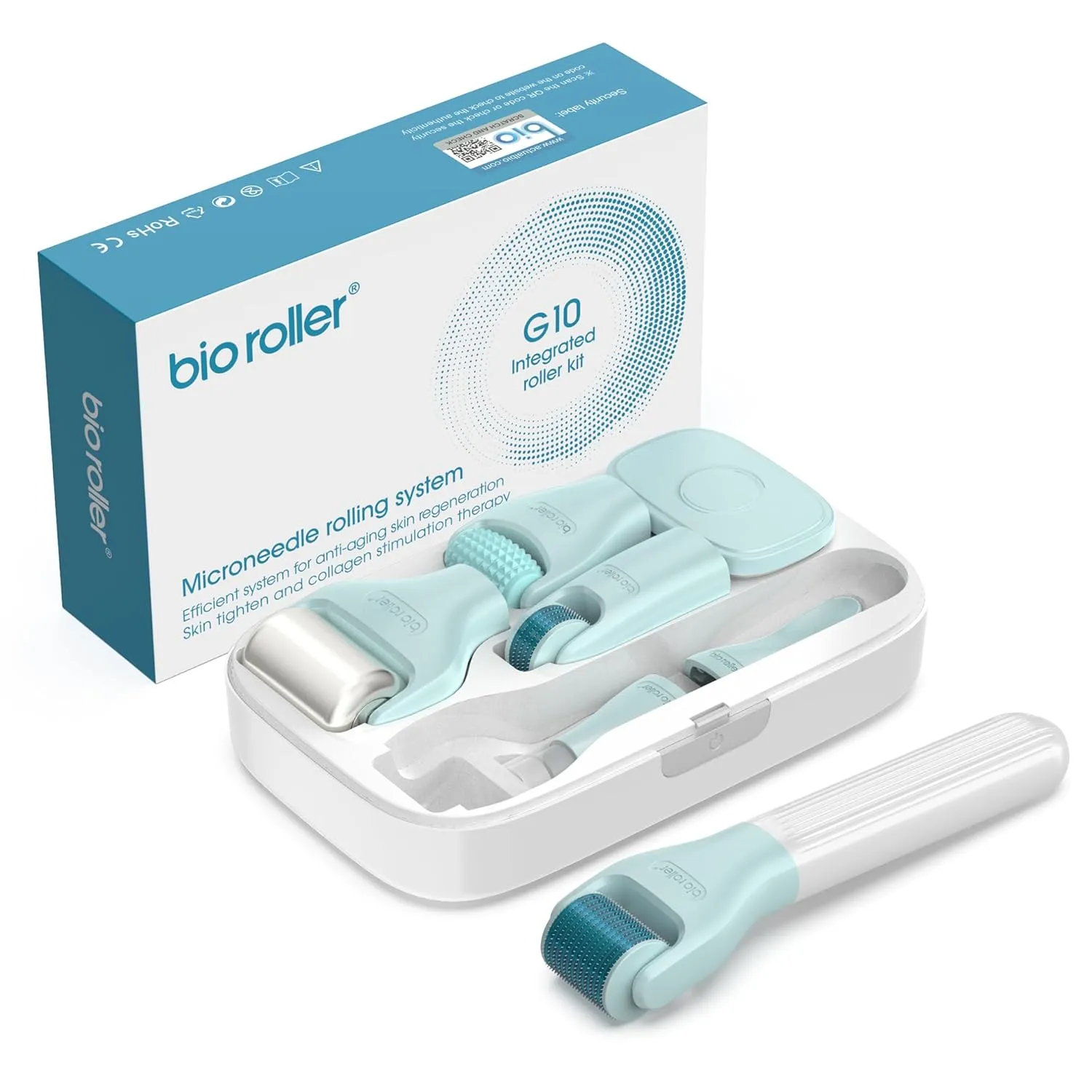 Derma Roller Kit for Face, Body and Hair, 10 in 1 Facial Beauty Rollers Skin Care Tools, Microneedle Roller with 9 Replaceable Heads and 1 Storage Case, Skincare Tools for Home