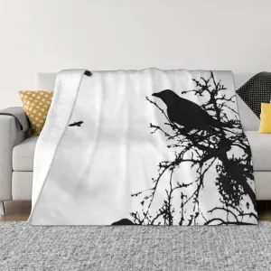 Design 43 Crow Silhouette 60"X50" Flannel Blanket - 100% Soft Polyester, Lightweight and Warm, Suitable for Families, Camping, Travel