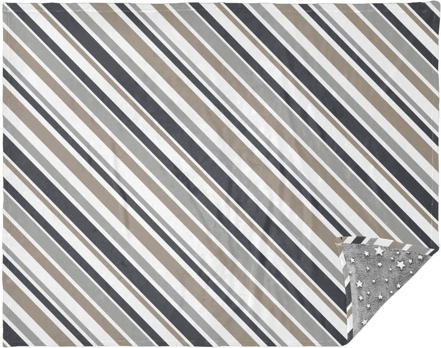 Diagonal Stripes Gray Beige Blanket Travel, Throw Blanket for Men, Insulated Blankets for Outside, Travel Blanket Airplane
