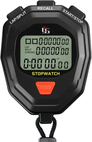 Digital Sports Stopwatch Timer, 100Lap /Split Memory Stopwatch Timer Clock, Large Display Waterproof Shockproof On Off Mute Function with Lanyard for Swimming Running Sports Training Coaches