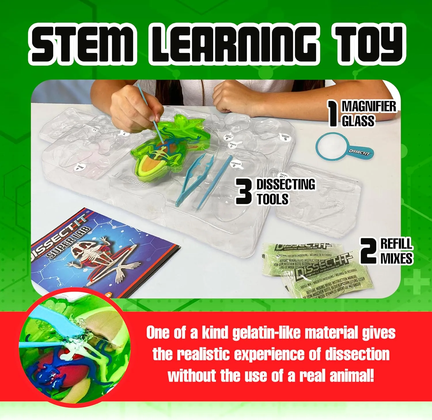 Dissect-It Kit for Kids 6 Plus, Simulated Synthetic Lab Dissection Toy | Frog Super Lab | Authenticated STEM Toys | Kids Learn Animal Science, Biology, and Anatomy