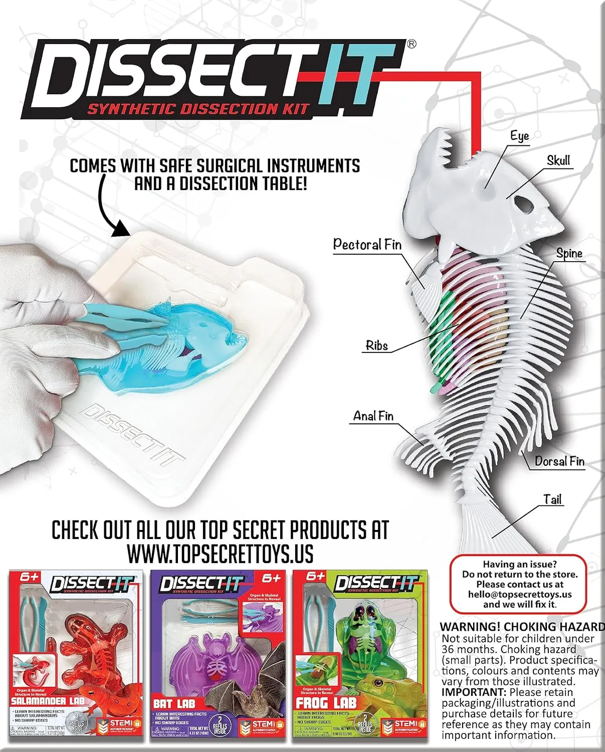 Dissect-It Simulated Synthetic Lab Dissection Toy, STEM Projects for Kids Ages 6 , Animal Science, Biology, Anatomy Home Learning Kit, Great for Young Scientists! - Piranha