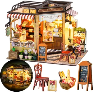 DIY Miniature House Kit, DIY Dollhouse Kit for Adults to Build, Mini House Kit with LED, Mayberry Street Miniatures, Ideal Gifts for Birthday, Valentine Christmas (Bakery Shop)