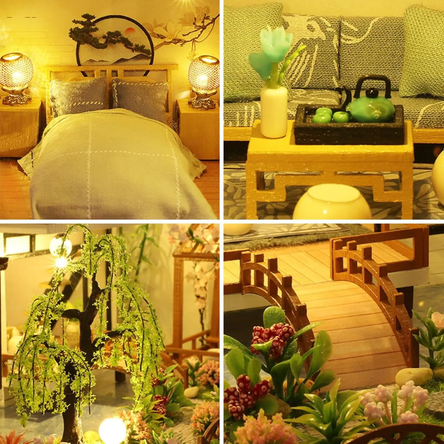 DIY Miniature House Kit, Tiny House Kit with LED & Music Movement, DIY Wooden Dollhouse Miniature Kit for Adults Teen, Wooden Crafts Dollhouse Kit
