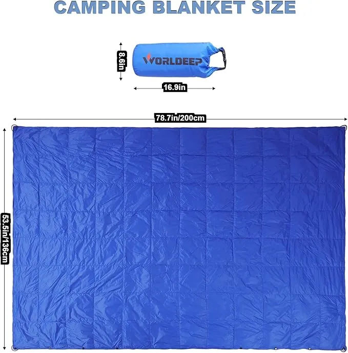 Down Camping Blanket,Outdoor Travel Blanket,Puffy Waterproof Blanket Windproof Resistant,Warm, Water Resistant, Lightweight for Camping,Traveling, Stadium, Hiking, Picnics