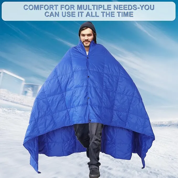 Down Camping Blanket,Outdoor Travel Blanket,Puffy Waterproof Blanket Windproof Resistant,Warm, Water Resistant, Lightweight for Camping,Traveling, Stadium, Hiking, Picnics