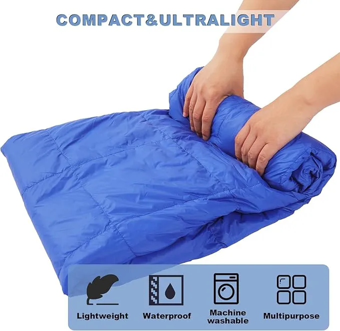 Down Camping Blanket,Outdoor Travel Blanket,Puffy Waterproof Blanket Windproof Resistant,Warm, Water Resistant, Lightweight for Camping,Traveling, Stadium, Hiking, Picnics