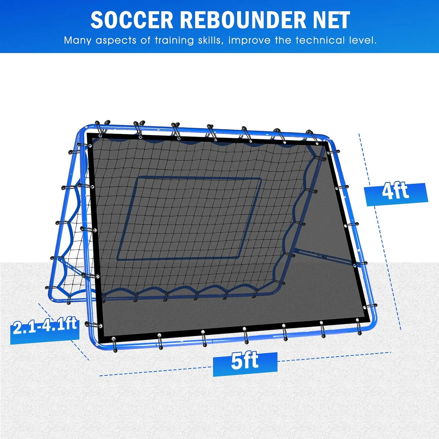 Dual-Sided Soccer Rebounder Net, Fast & Slow Rebound Speed Training for Control, Passing Practice, Easy Setup Baseball/Volleyball Rbounder Gifts Aids & Equipment for Kids,Teens & Adults
