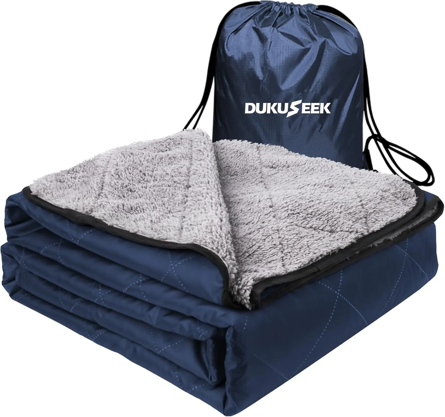 DUKUSEEK Outdoors Waterproof Throw Blanket with Hood, 79”x 59” Sherpa Fleece Stadium Windproof Blankets for Boat, Traveling, Camping, Football, Dogs, Outdoor Sporting Events-Machine Washable