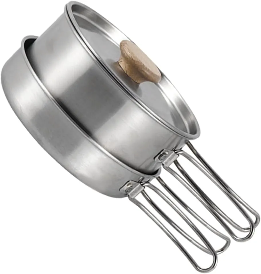 Durable Stainless Steel Pot Camping Kitchen Accessory Easy Clean Cooking Pan