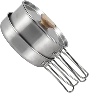 Durable Stainless Steel Pot Camping Kitchen Accessory Easy Clean Cooking Pan