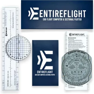 E6B Flight Computer, Aviation Plotter, & Manual Box Set - Essential Pilot Accessories And Aviation Tools For Your Flight Bag - Use With IFR VFR Sectional Charts - Premium Aviation Tools