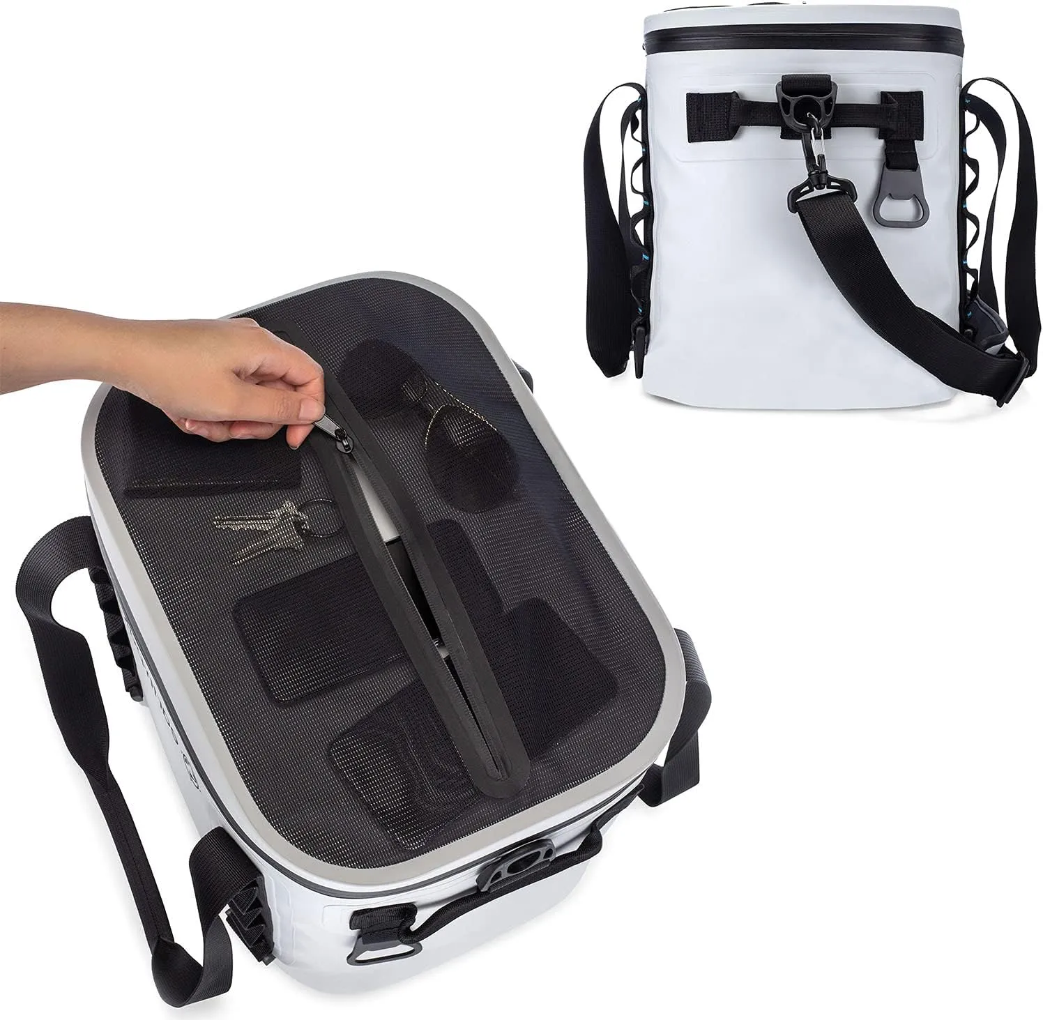 Earth Pak Heavy Duty Waterproof 20-Can Soft Cooler Bag for Camping, Kayaking, Beach Trips - Mesh Bag Insert Included