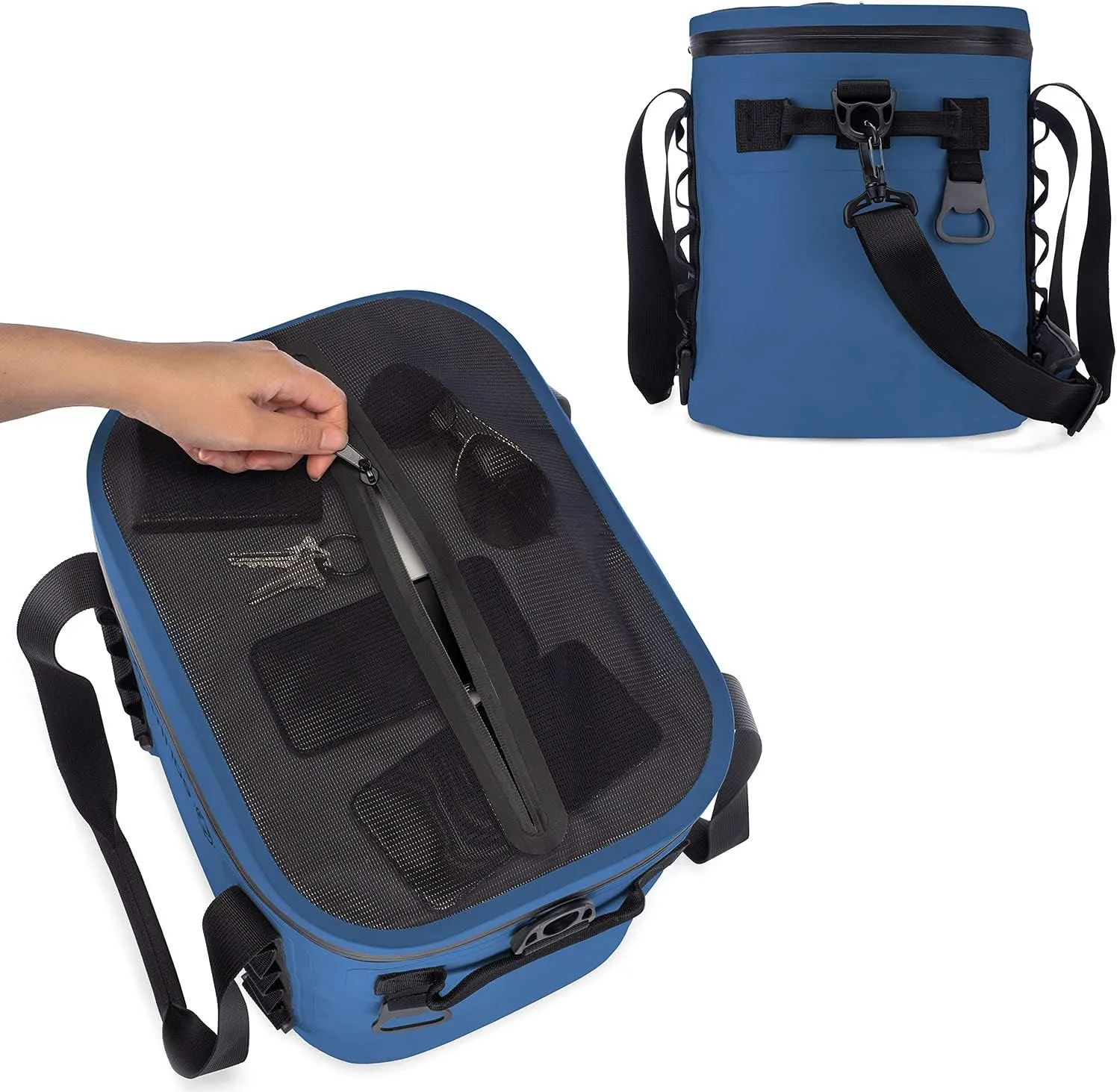 Earth Pak Heavy Duty Waterproof 20-Can Soft Cooler Bag for Camping, Kayaking, Beach Trips - Mesh Bag Insert Included
