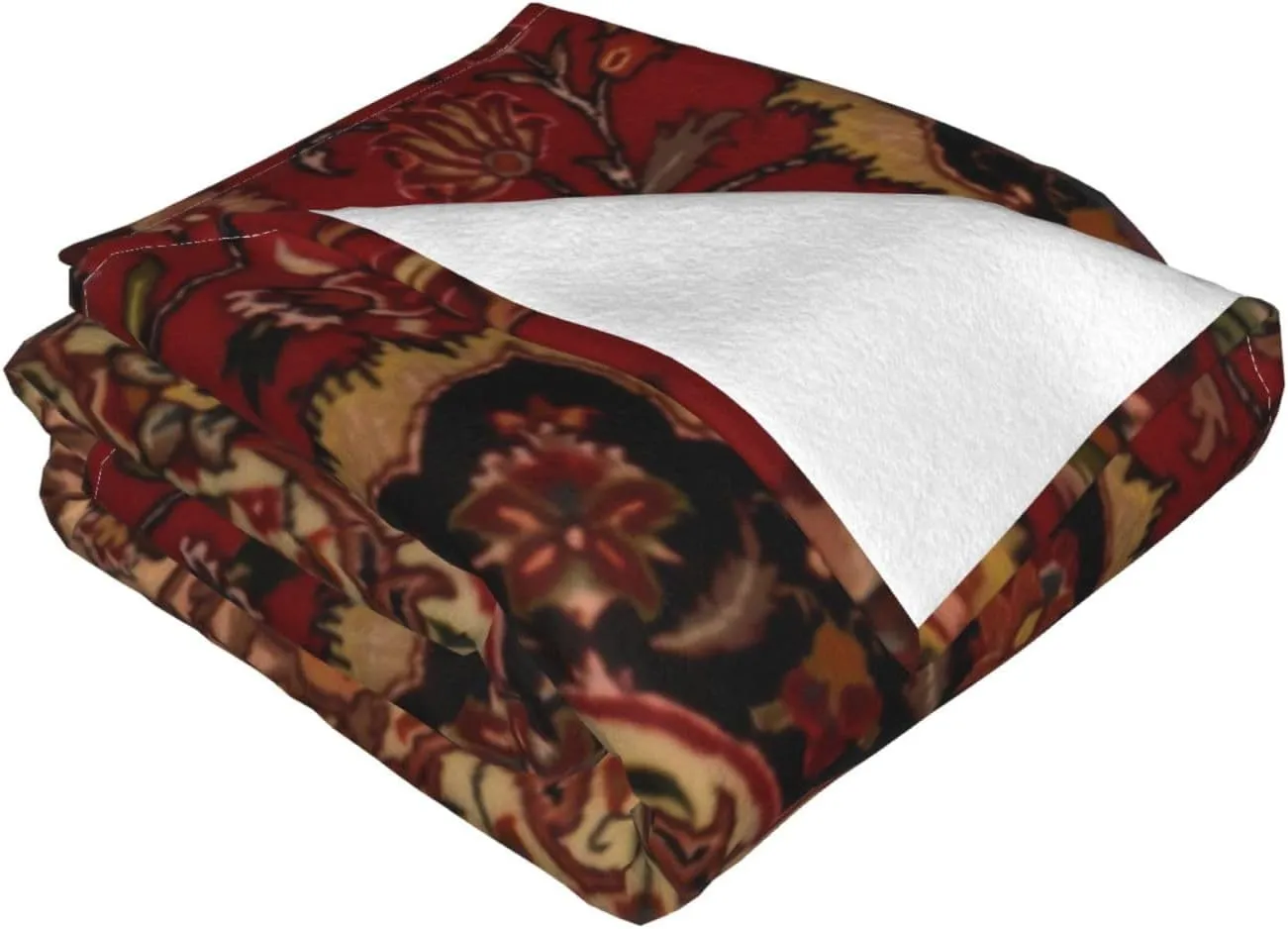 Eastern Accent Vintage Persian Pattern 80"X60" Flannel Blanket - 100% Soft Polyester, Lightweight and Warm, Suitable for Families, Camping, Travel