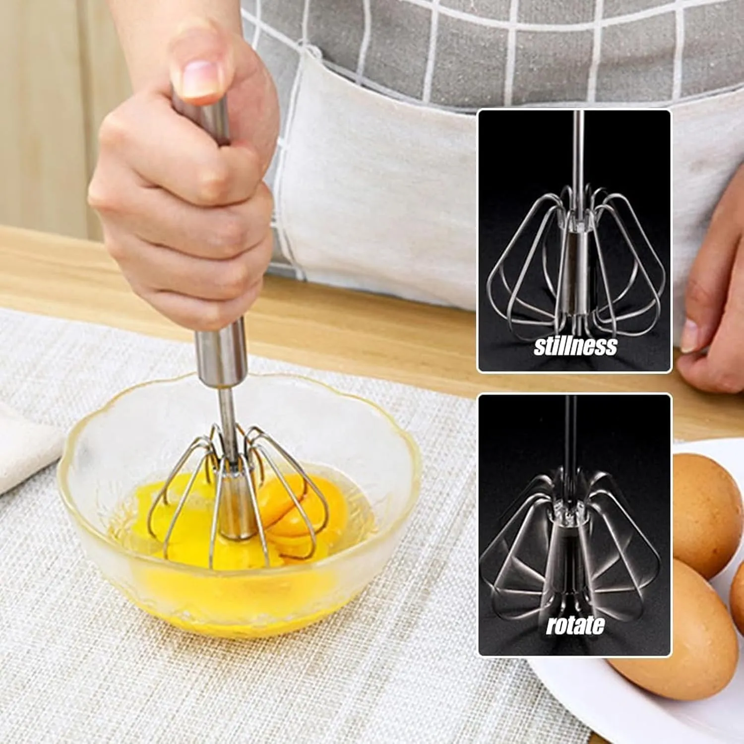 Easy Whisk - Easy Whisk Handheld Mixer, Easy Whisk Stainless Steel Hand Push Egg Beaters, 12 inch Stainless Steel Semi-Automatic Whisk Hand Push Mixer Rotary Whisk for Blending Beating (Red)