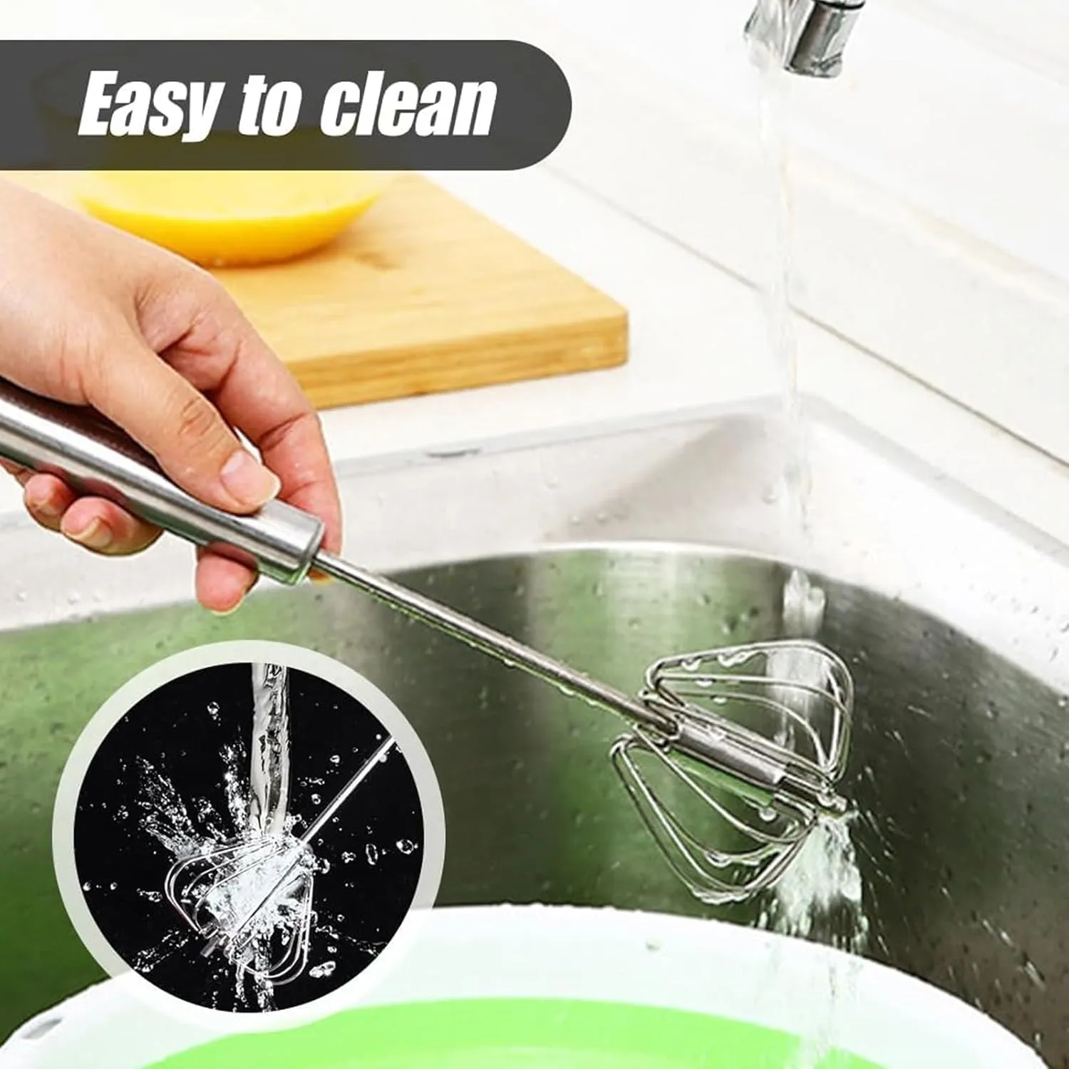Easy Whisk - Easy Whisk Handheld Mixer, Easy Whisk Stainless Steel Hand Push Egg Beaters, 12 inch Stainless Steel Semi-Automatic Whisk Hand Push Mixer Rotary Whisk for Blending Beating (Red)