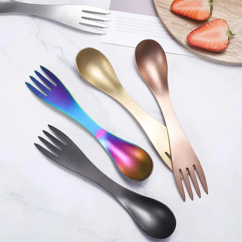 Eco-Friendly Stainless Steel Fork Spork for Picnic and Camping