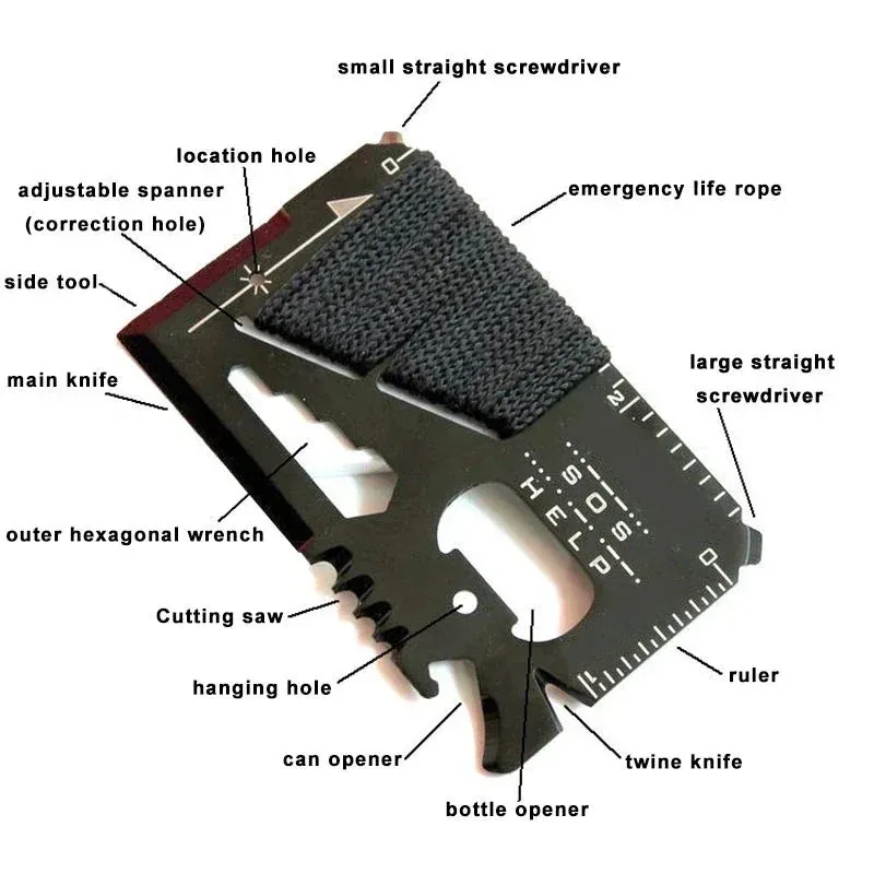 EDC Multifunctional Pocket Tool Card for Camping and Survival