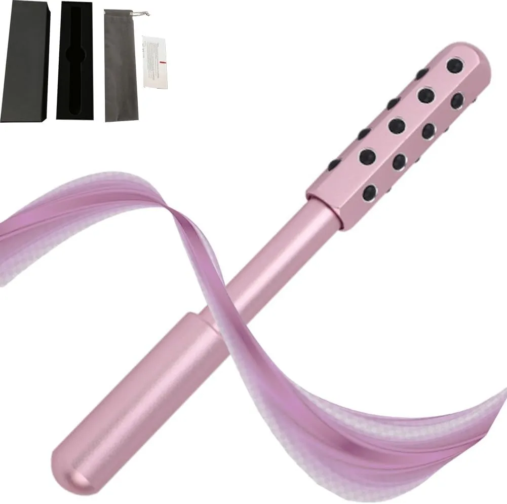Elarique Beauty Roller,Uplift Face Roller,Germanium Stone Firming Beauty Radiance Wand,Massaging De Puffing Skin Tightening Uplifting Face Massage Tool for Lift Sculpt,Anti Aging(Pink)