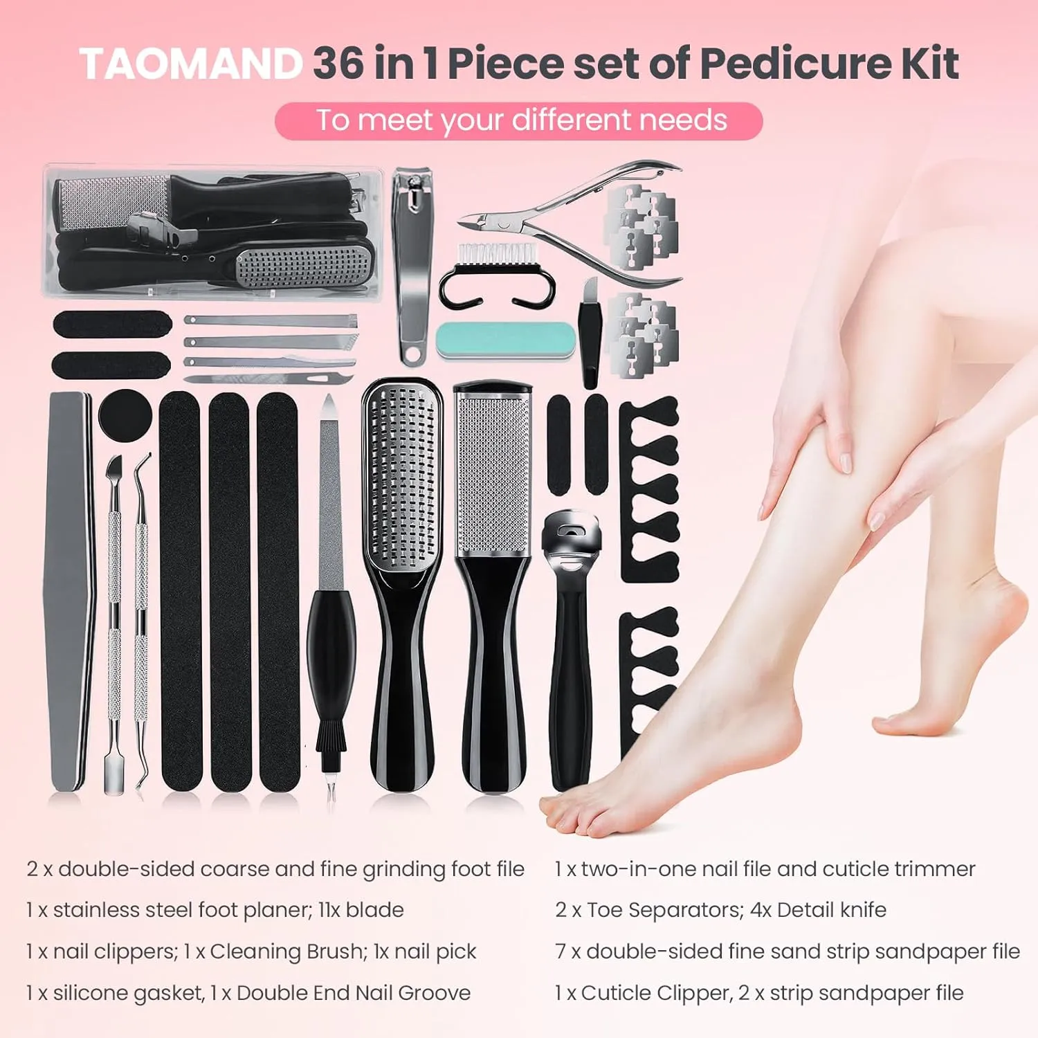 Electric Foot Callus Remover with 36 in 1 Pedicure Kit | Adjustable Speed | Up to 800 RPM | 60 Pcs Sandpaper Discs | Professional Electric Callus Remover for Feet for Dead Skin and Calluses
