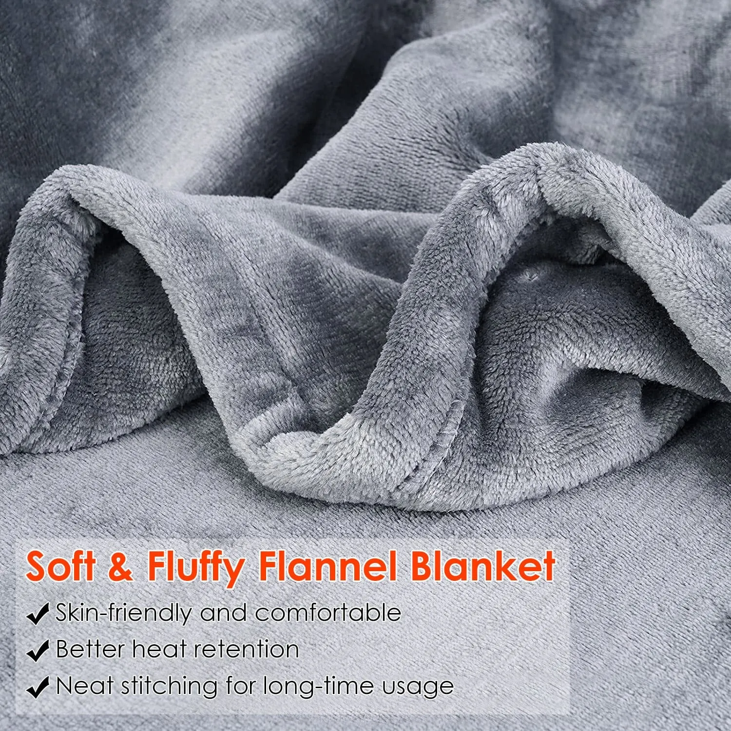 Electric Heated Throw Flannel Heated Blanket
