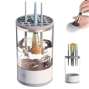 Electric Makeup Brush Cleaner Machine, Portable Automatic USB Powered with 3/Set Cosmetic Brushes Cleaner Cleanser Tool for All Size Beauty Makeup Set. (Transparent)