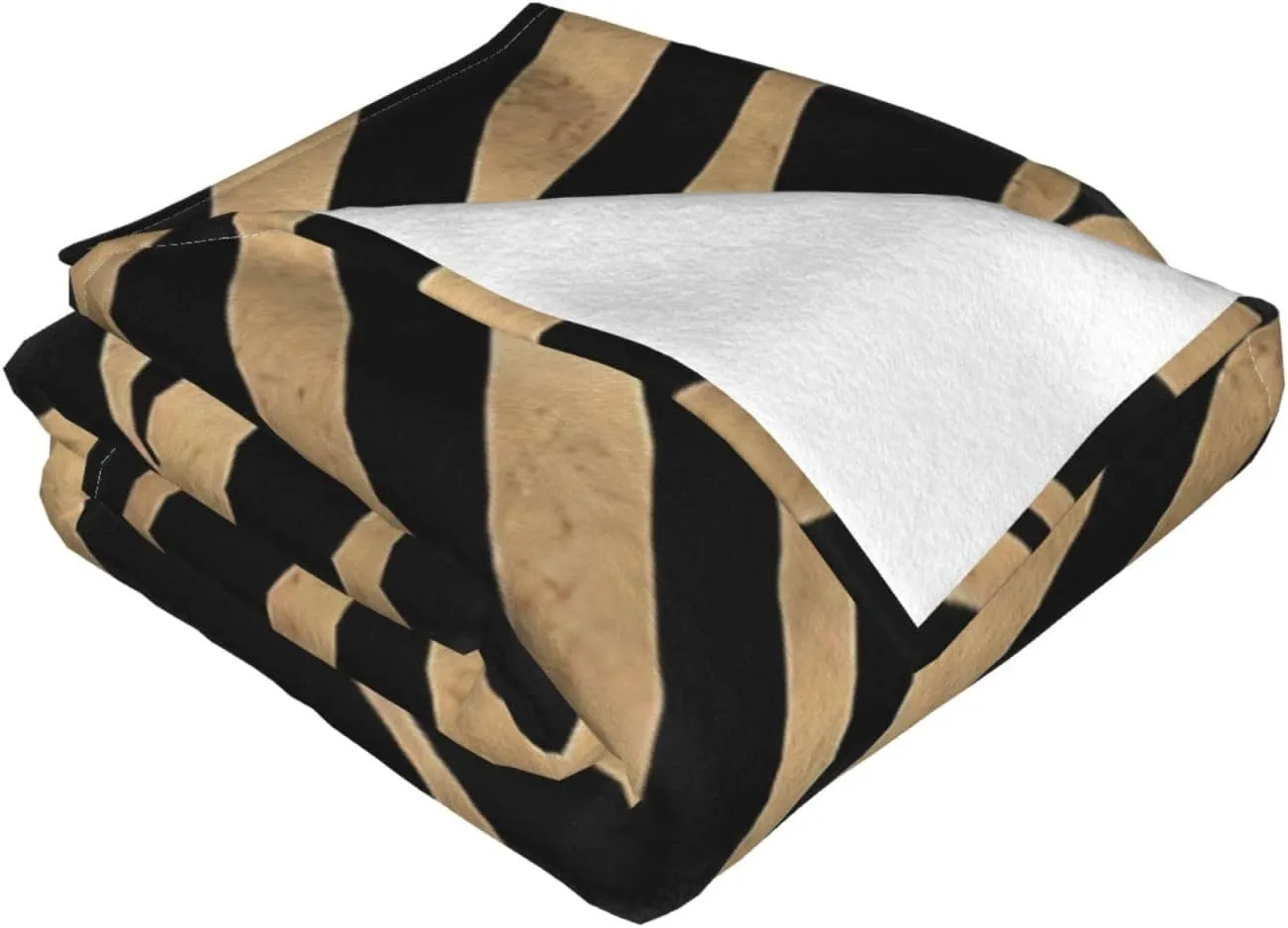 Elegant Metallic Gold Zebra Black Animal Print 80"X60" Flannel Blanket - 100% Soft Polyester, Lightweight and Warm, Suitable for Families, Camping, Travel