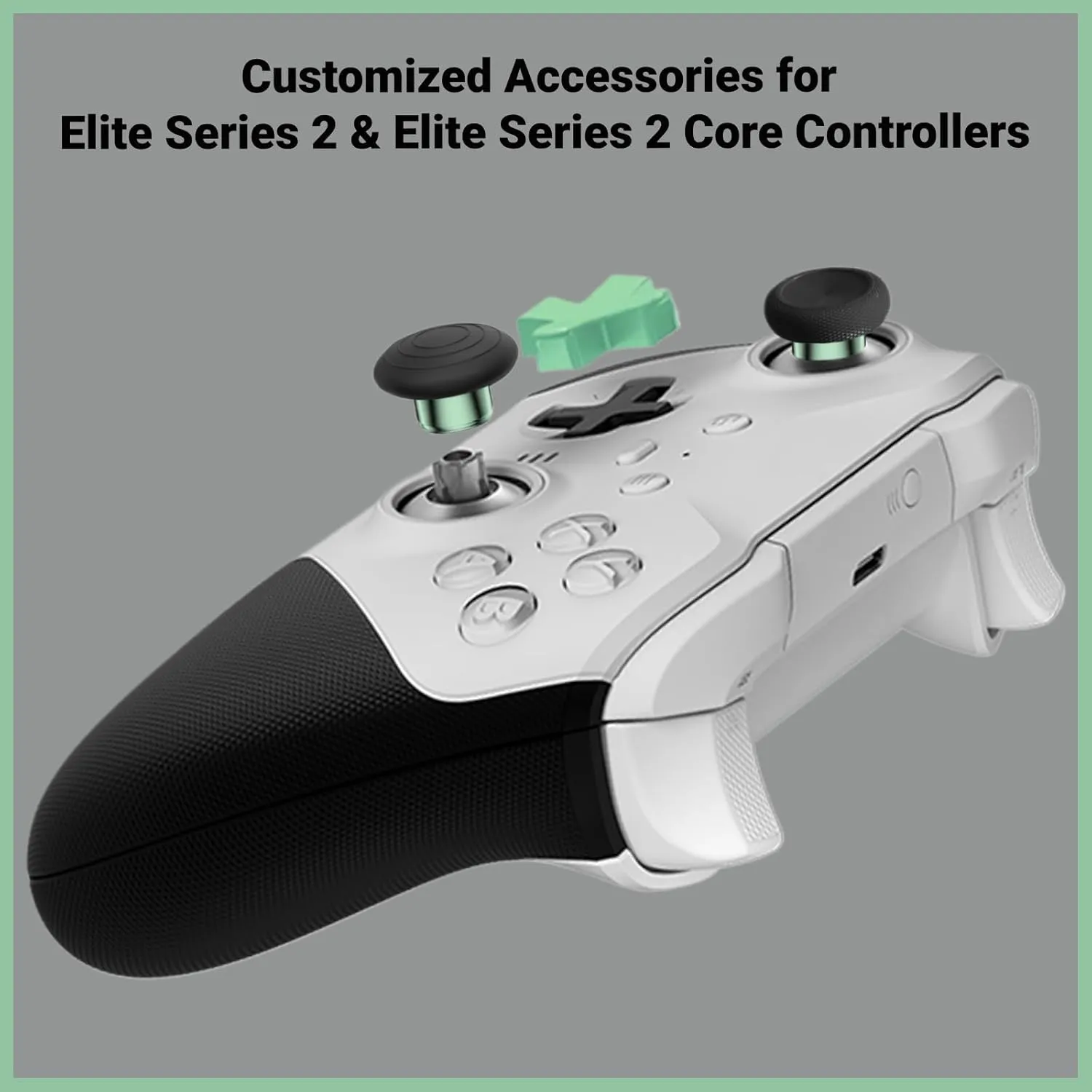 Elite Series 2 Gaming Controller Accessories Kit with Thumbsticks, D-Pads, Paddles, Trigger Buttons for Elite Series 2 Core (Green)
