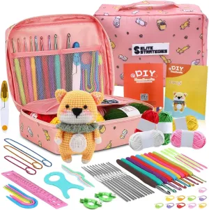 Elite Strategies Crochet Kit for Beginners, Experience The Joy of Creating with Our Comprehensive Set, Versatile Hooks, Precision Tools, and Portable Storage Bag for Convenience and Organization