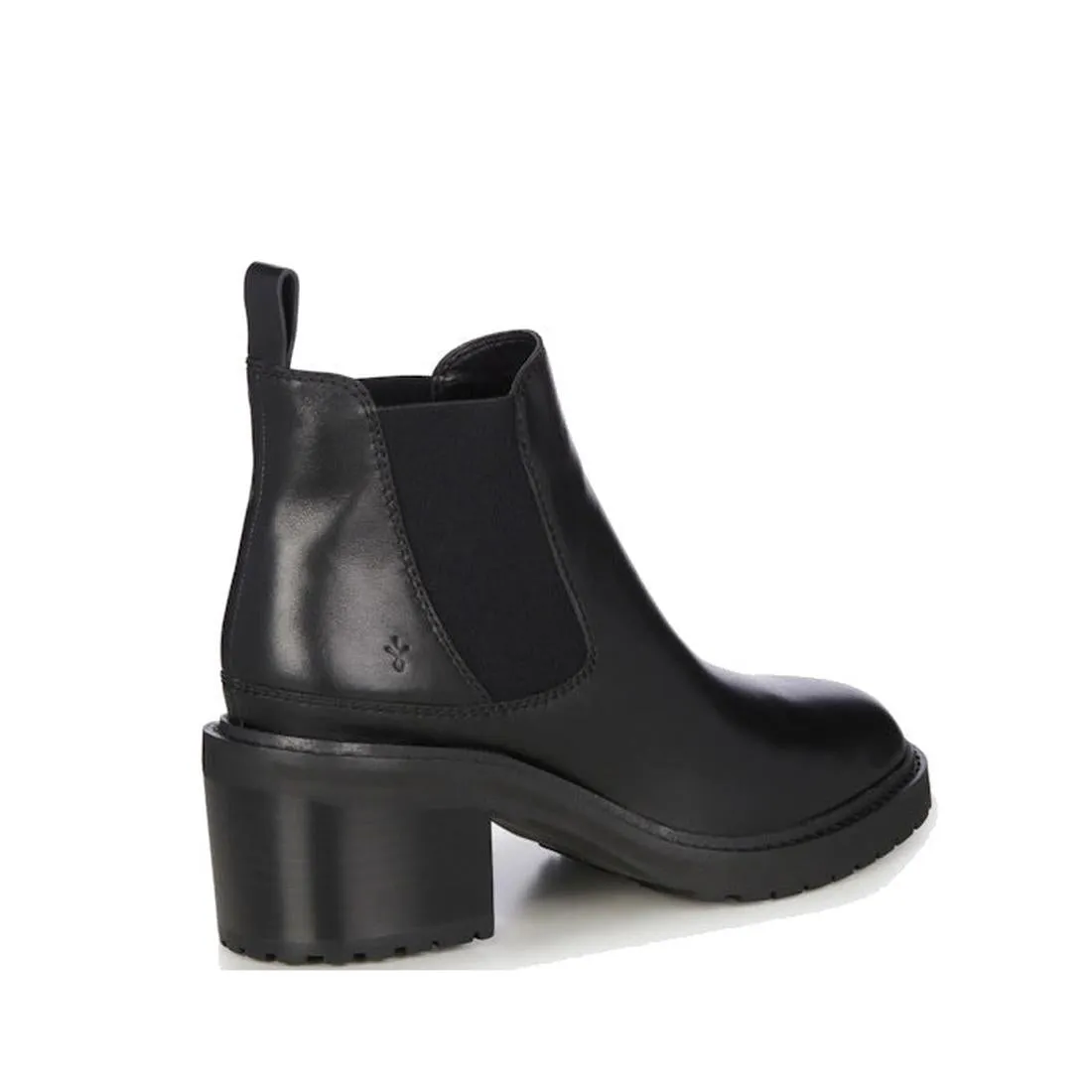 EMU Clare Leather Ankle Chelsea Block Heeled Boot Black
