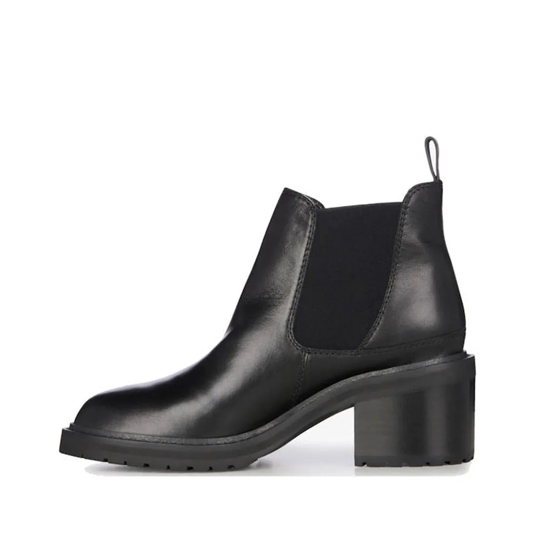 EMU Clare Leather Ankle Chelsea Block Heeled Boot Black
