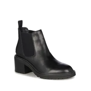 EMU Clare Leather Ankle Chelsea Block Heeled Boot Black