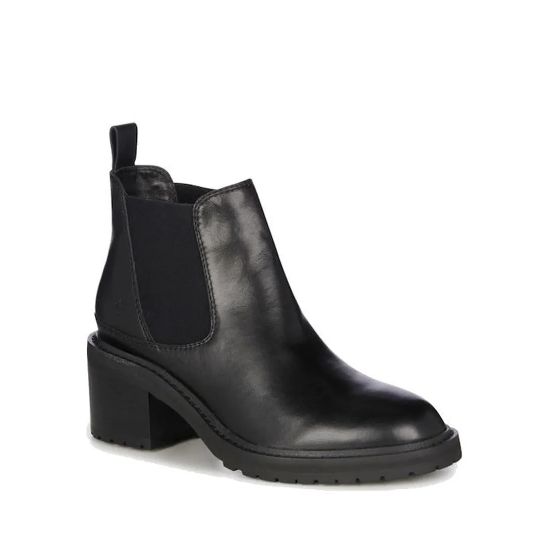 EMU Clare Leather Ankle Chelsea Block Heeled Boot Black