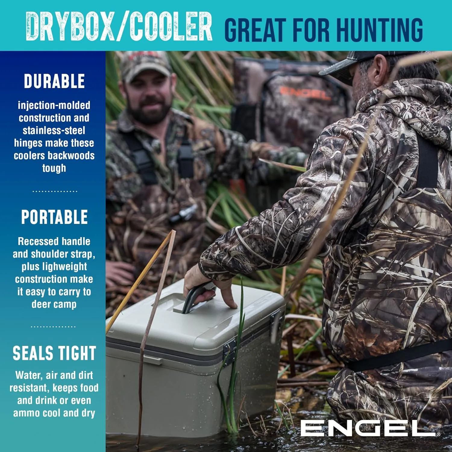 ENGEL 13qt Leak-Proof, Air Tight, Drybox Cooler and Small Hard Shell Lunchbox for Men and Women