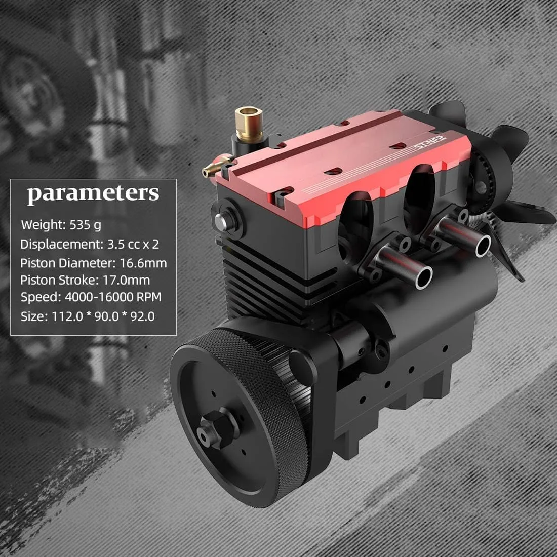 Engine Model That Runs, ST-NF2 L2 Mini Inline Double-Cylinder Four-Stroke Air-Cooled Metal Nitro Engine Build Kit with 480 Brush Motor, Physical Science Experiment Kit for Adults