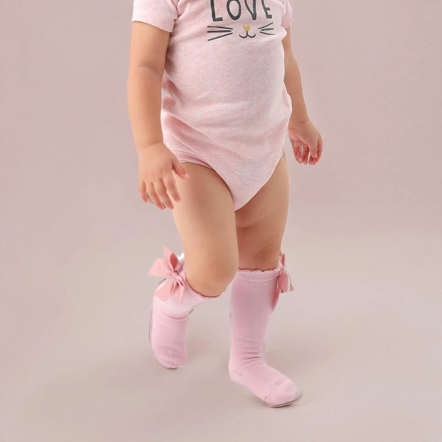 EPEIUS Baby Girls Knee High Socks Cotton Uniform Socks Tube Ruffled Stockings Newborn Infant Toddler (Pack of 3/5)
